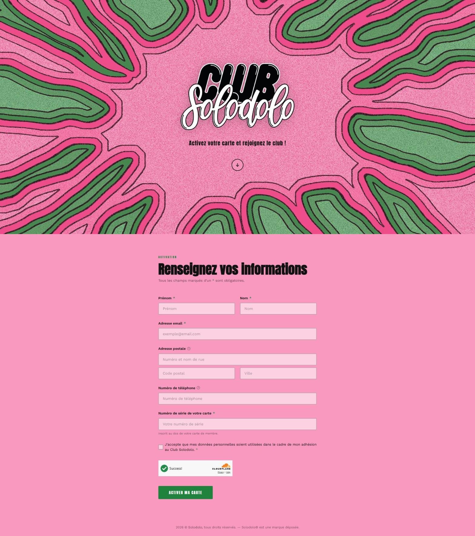 Application PHP d'activation de cartes pour un club de fidélité